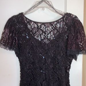 Black with Dark Red Lace Vintage Dress